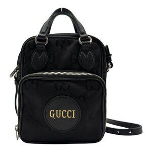 Gucci Beige the Grid Shoulder Bag Black GG Leather